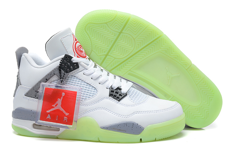 Air Jordan 4 Men Shoes Gray/White/Palegreen Online